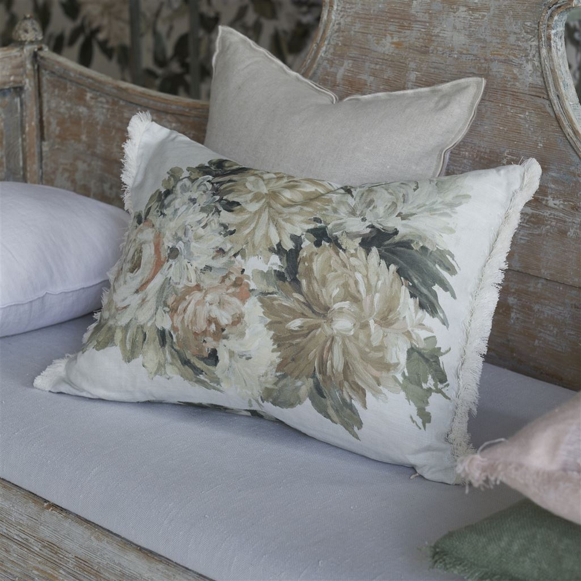 Fleurs D Artistes Velours Cushion By Designers Guild In Sepia